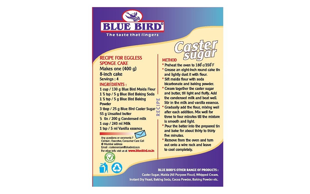 Blue Bird Caster Sugar    Box  500 grams